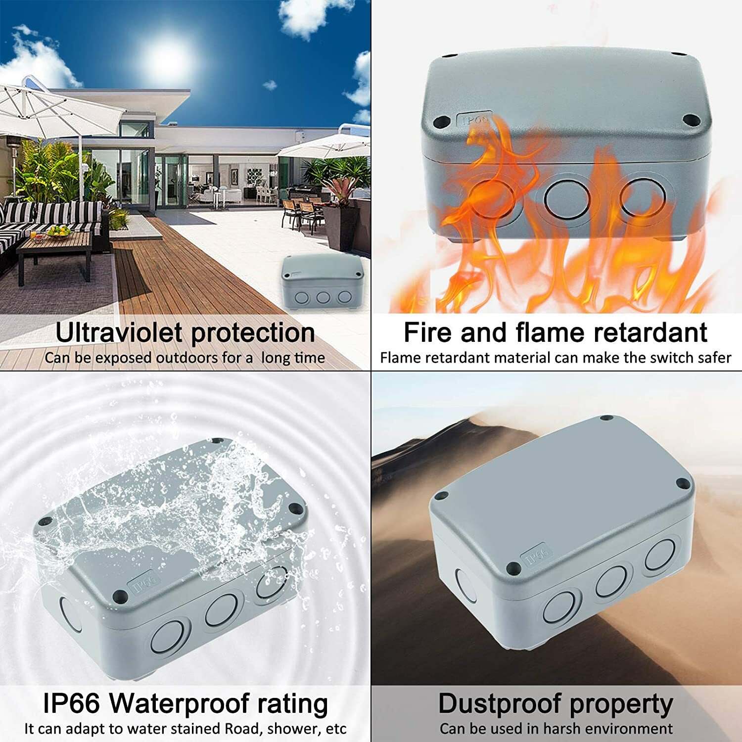 Electrical Junction Box Waterproof ABS Plastic Outdoor Project Enclosure Case US
