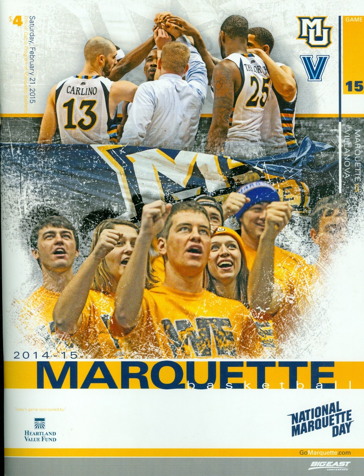 2015 Marquette Golden Eagles vs Villanova Basketball Program Steve Wojciechowski