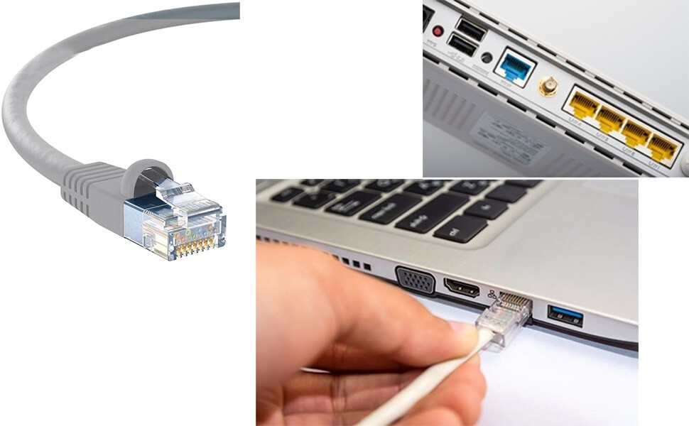 InstallerCCTV 2-Pack 3Feet Cat5E Ethernet Cable,100% Cooper Shielded 24AWG Cable