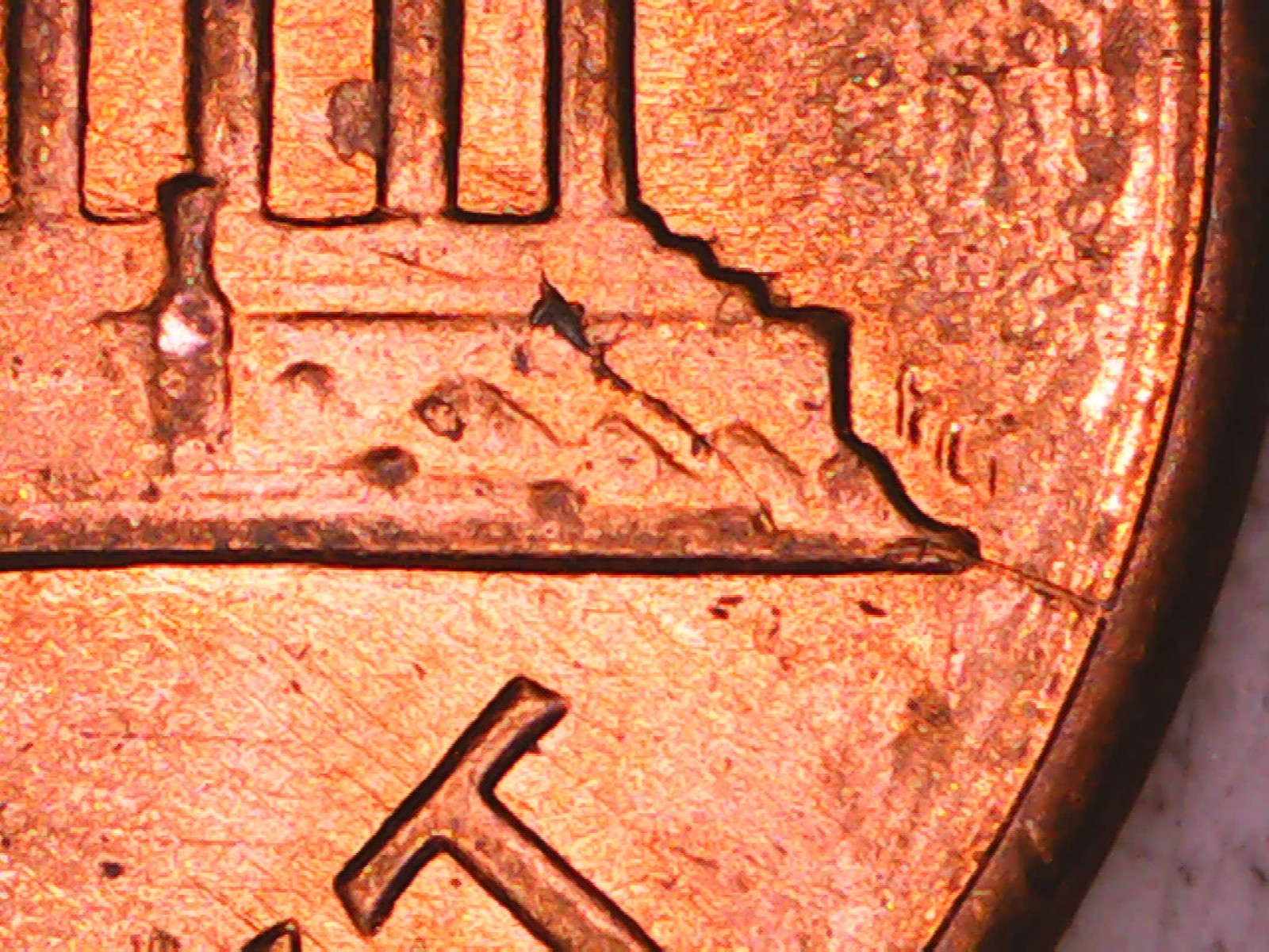 TWO ERRORS, 1986-P LINCOLN MEMORIAL CENT RD DIE CRACK & DDR P-274