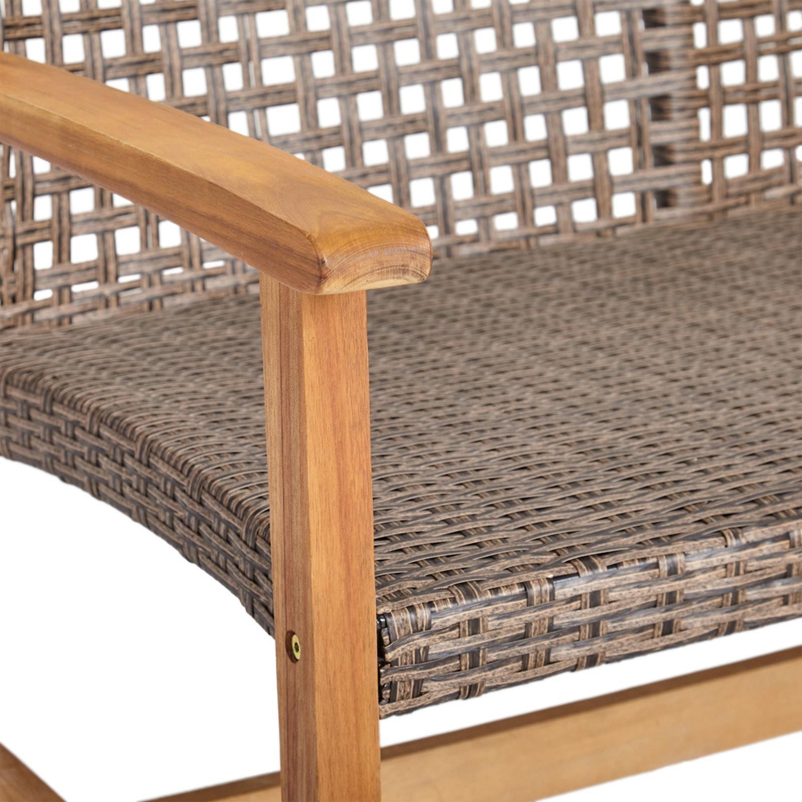 Outdoor Wicker Loveseat - Organic with Sturdy Acacia Wood and Iron Frame,