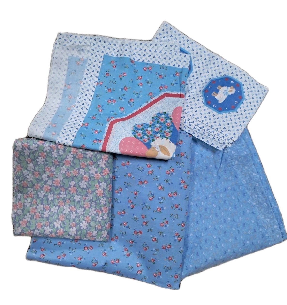 Quilt Fabric Bundle Country Floral Animals Hearts Crib Carriage Baby Lap Lot 5