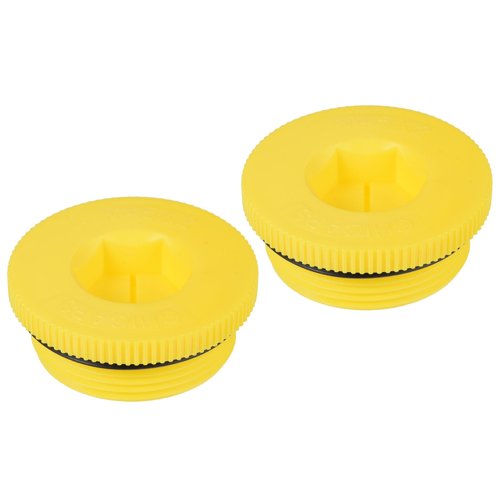 2pcs M45x2 Hold Plugs Plastic Male Thread Hex Socket Sealing End Cap, Yellow