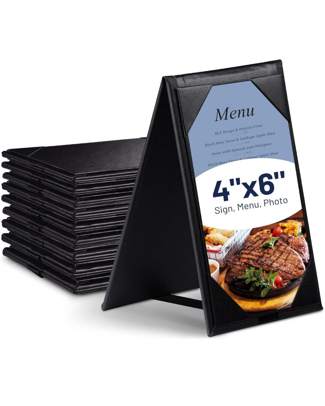 4x6inches 10pc Double-Sided Menu A-Frame Holder Table Tent Restaurant Cafe Black