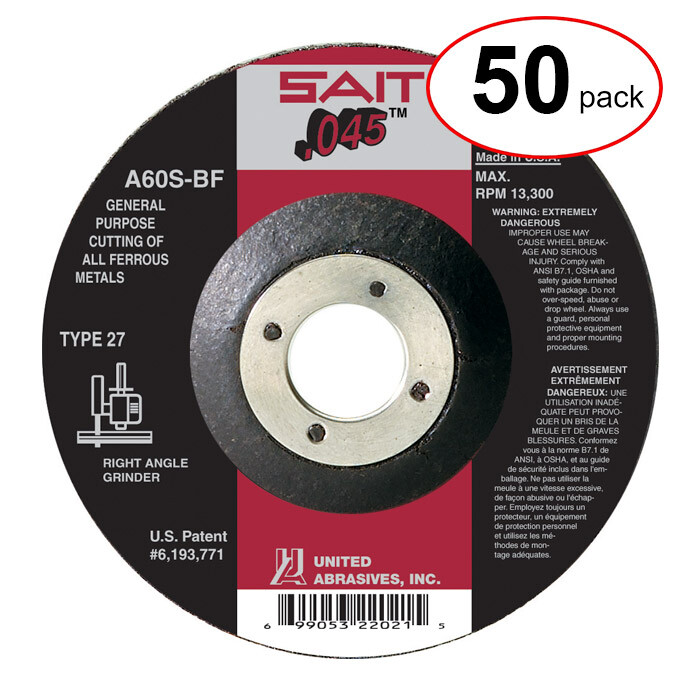Sait 22011 4" x .045" x 5/8" A60S Metal Cut-Off Wheel (50Pack)