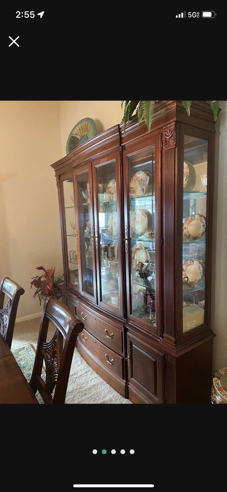 formal dining table set and cabinet