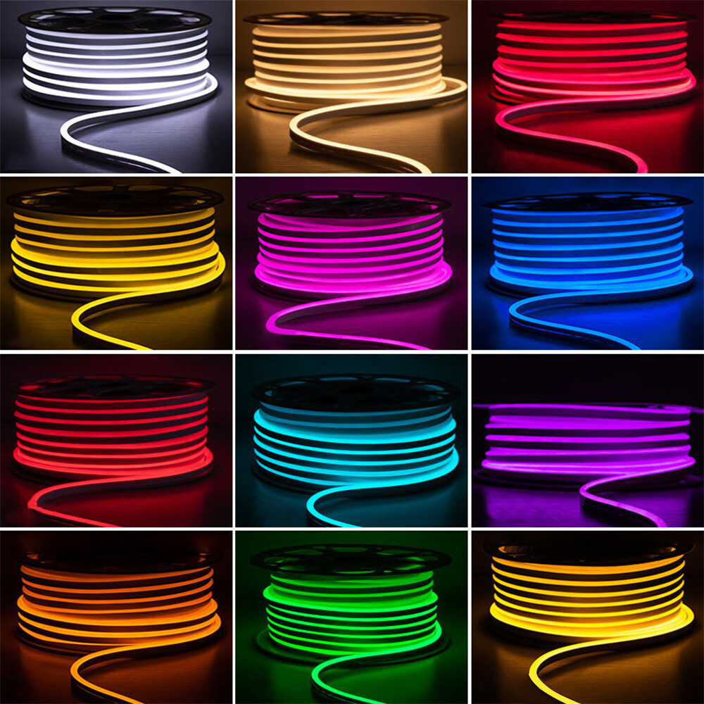1M 2M 3M 5M 12V Flexible Sign Neon Lights Silicone Tube LED Strip with Buckles
