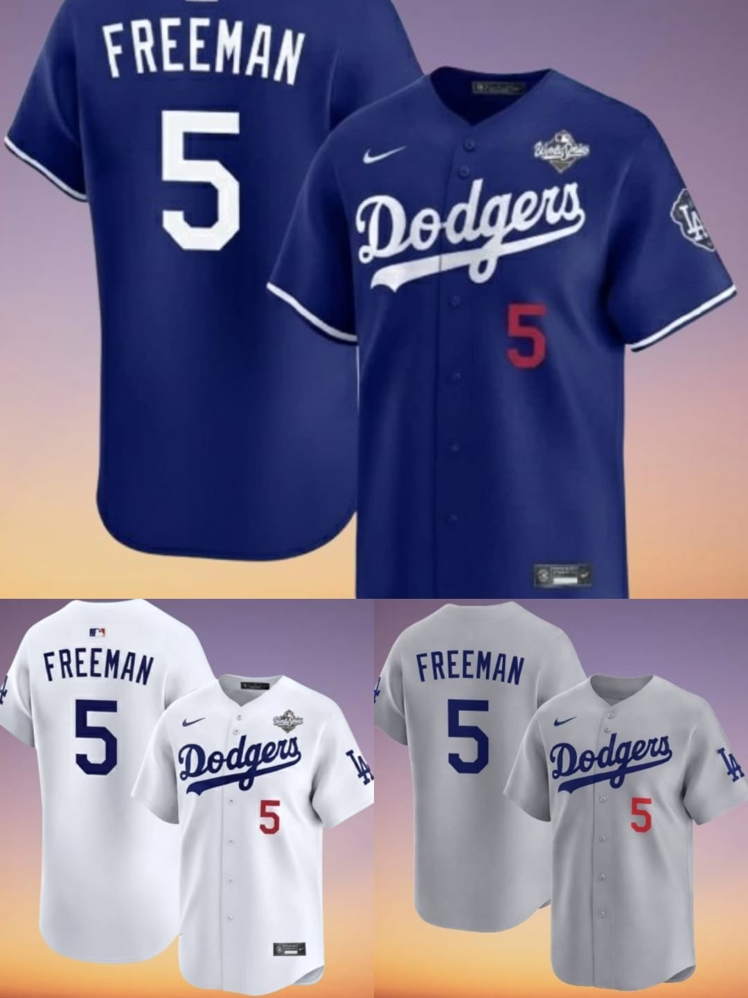 Men's Dodgers #5 Freddie Freeman 2025 world series jersey all stitched