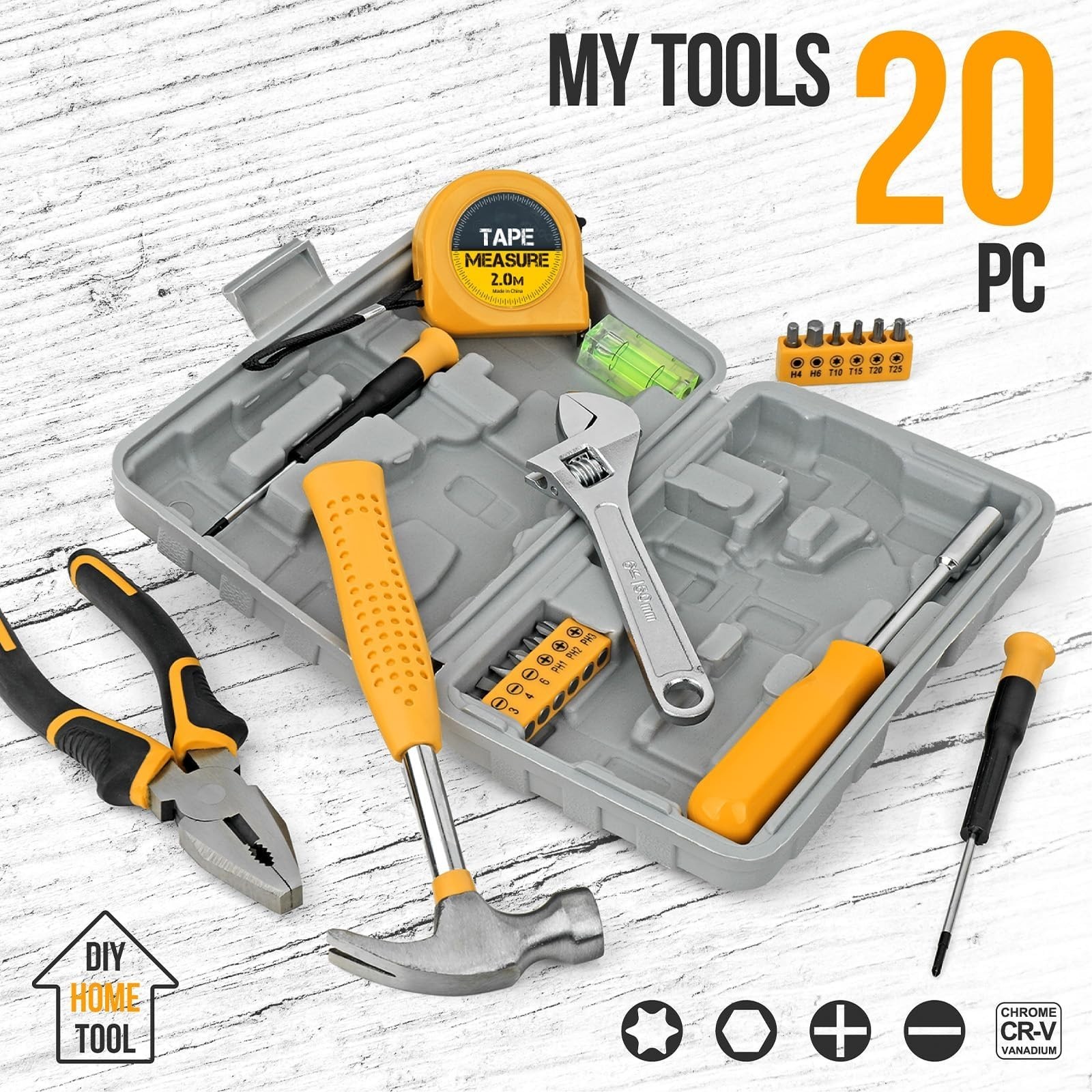 20 Pcs Compact Tool Kit, Mini Toolbox for Home Repairs, DIY, Office Use, Beginne