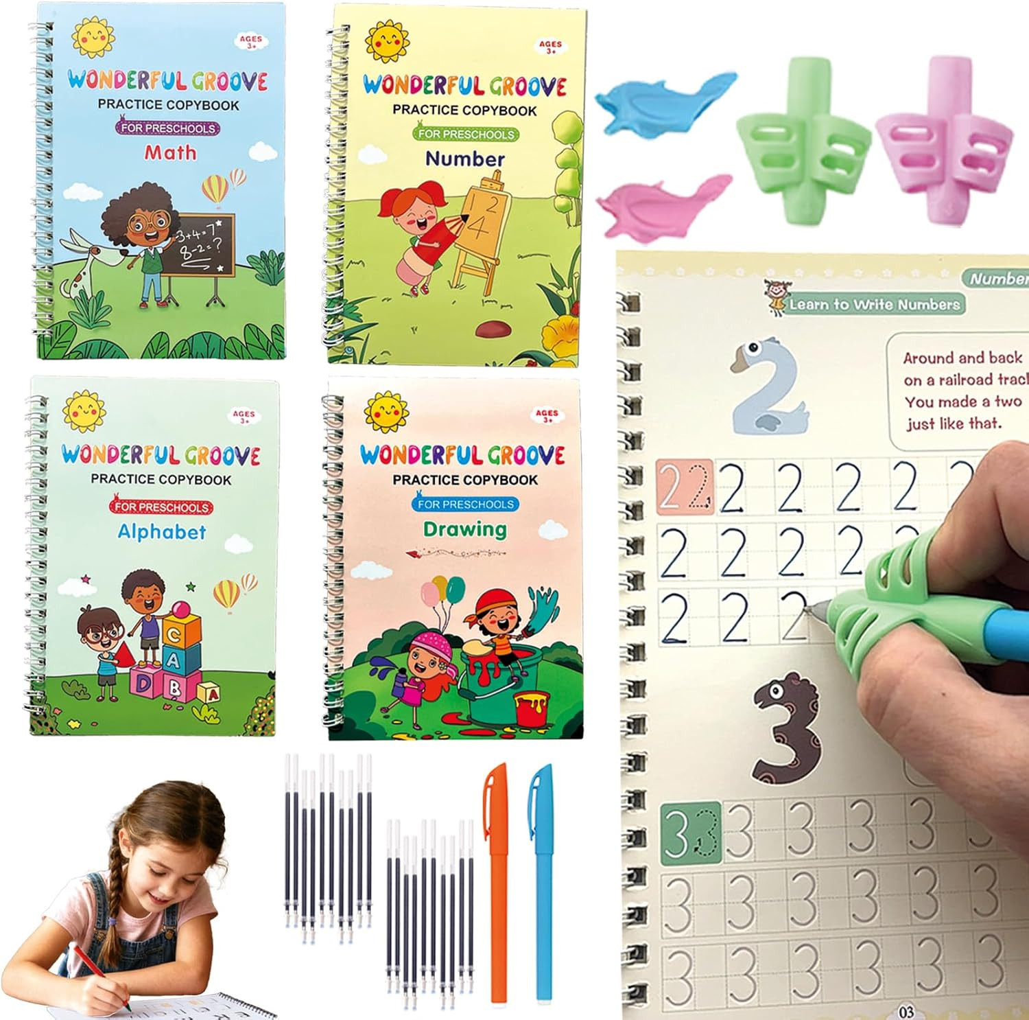 Grooved Handwriting Practice Workbook for Kids Ages 3-5 by Tiny Thinkers