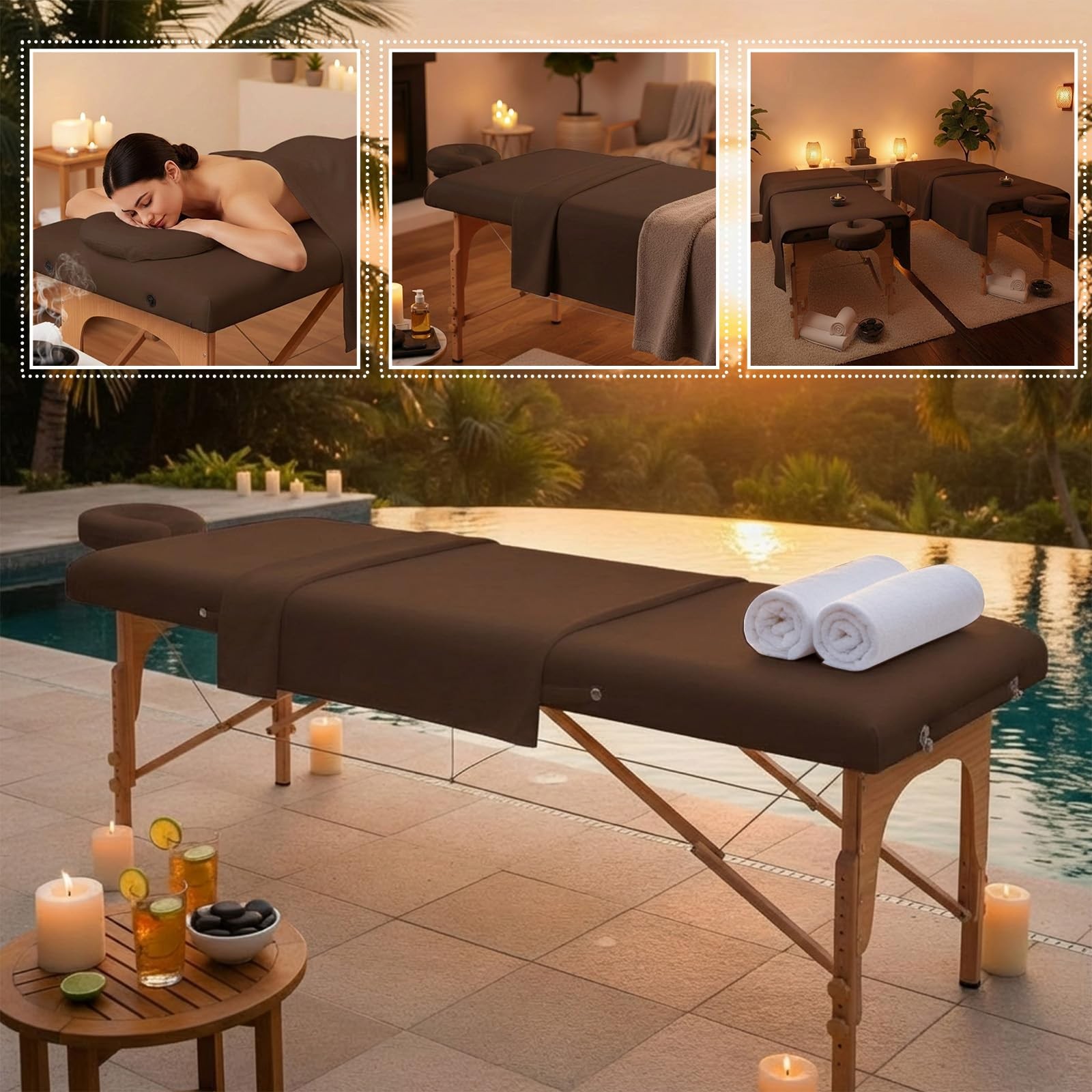 Oudain 4 Sets 3 Piece Soft Microfiber Massage Table Sheets Set Bulk Includes