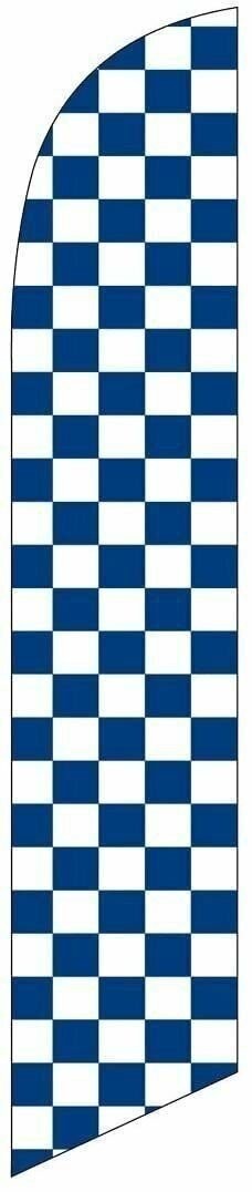 Blue and White Checkered Feather Banner Swooper Flag - NO WIND REQUIRED -...