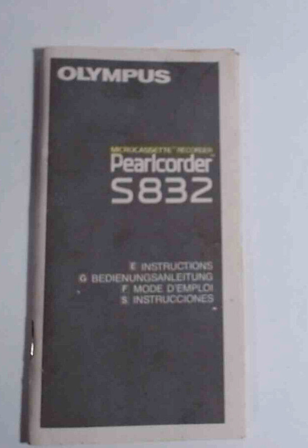 Olympus Microcasette Recorder Pearlcorder S832 Instruction Manual
