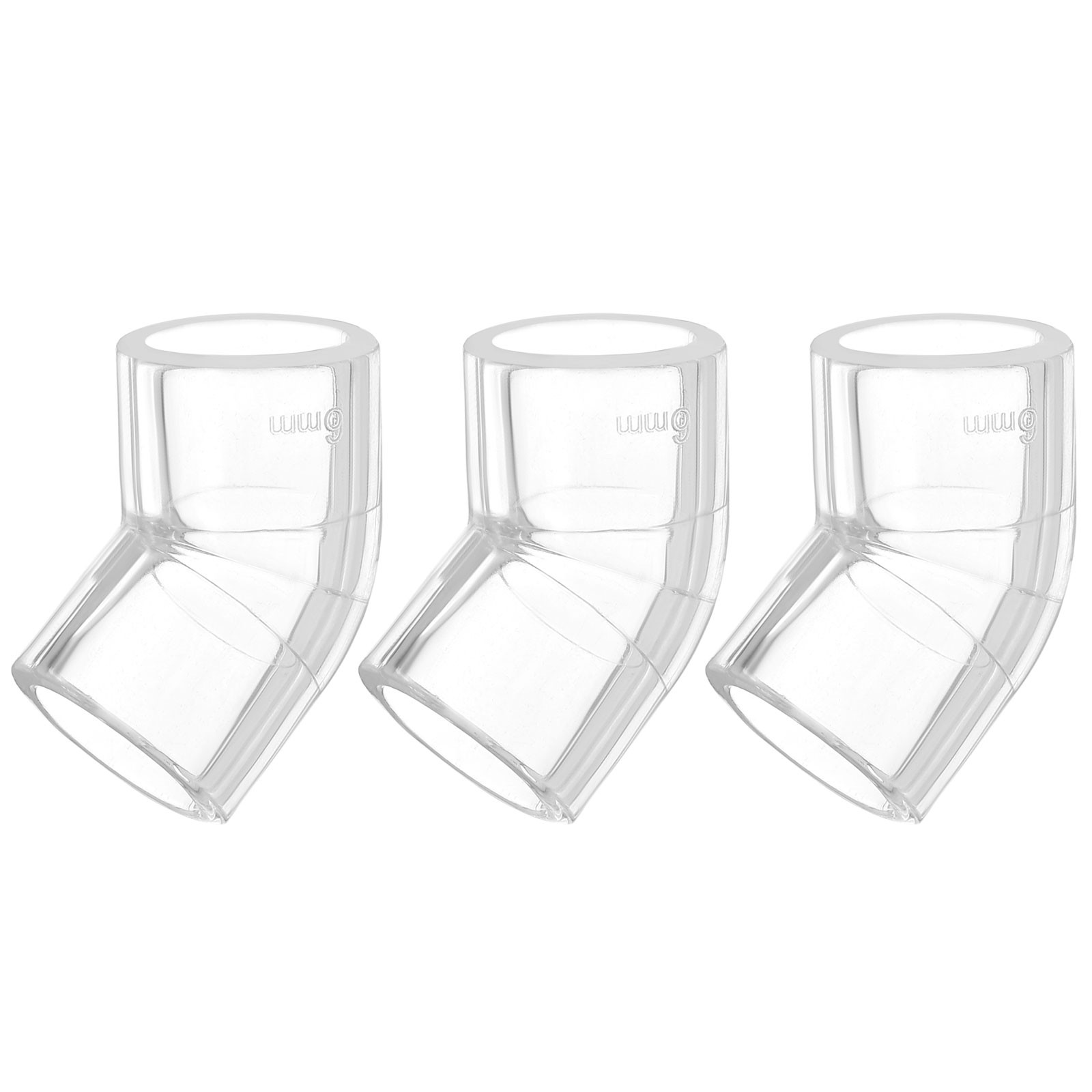 3Pcs Clear Elbow Fitting, 16mm/0.63" 45 Degree Acrylic Pipe Fitting Adapter