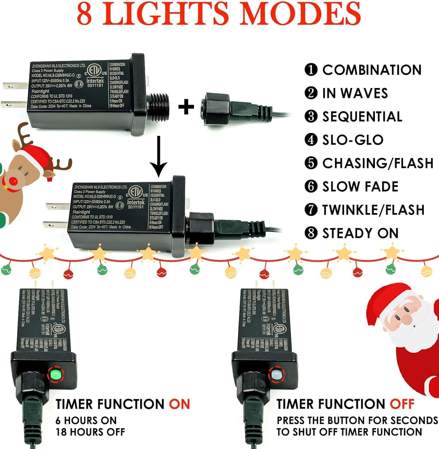 2Pack Christmas Lights 164FT 400LED Christmas String Lights with 8 Modes & Timer