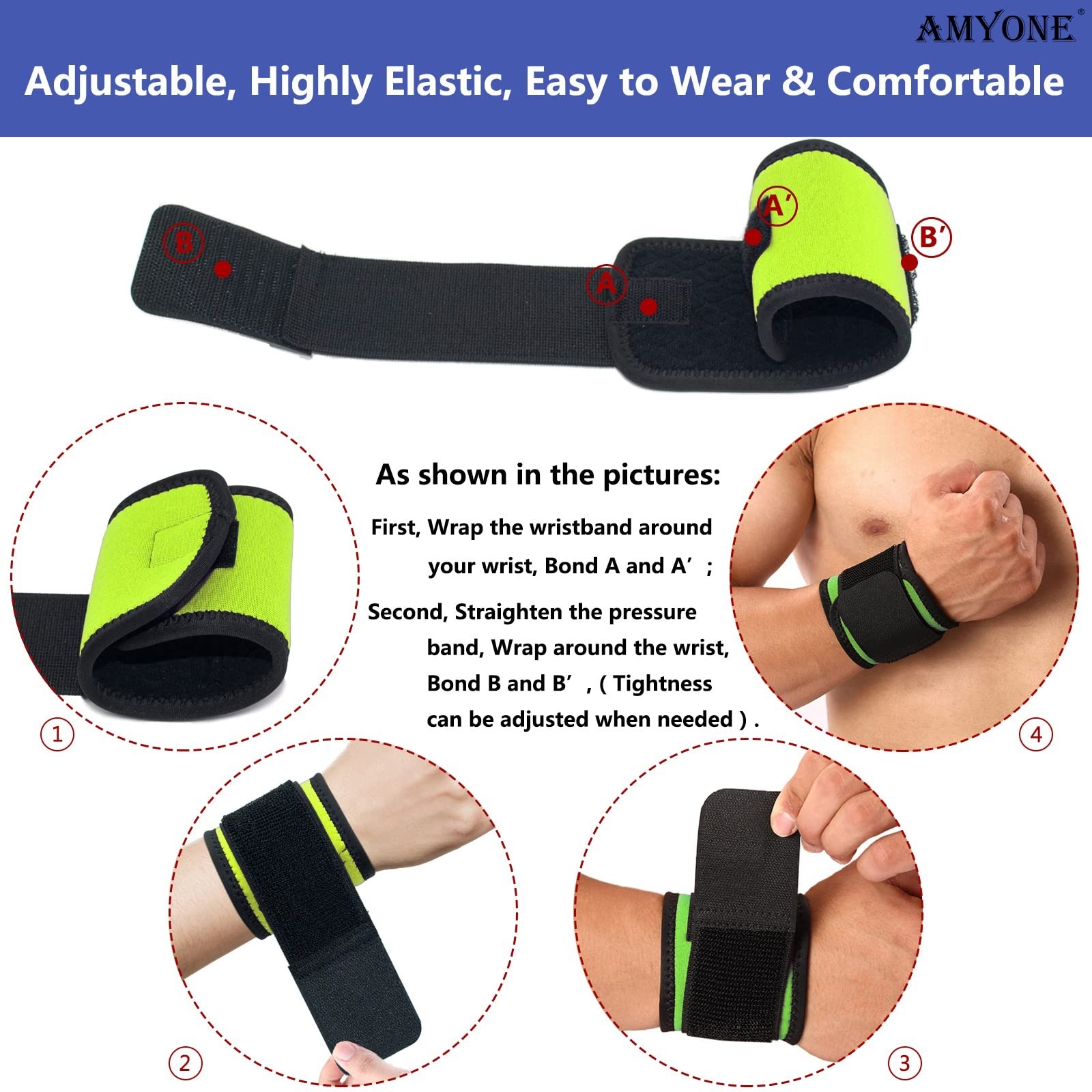 Wrist Brace, 2 PACK Wrist Wraps for Carpal Tunnel for Women/Men, Highly Elast...