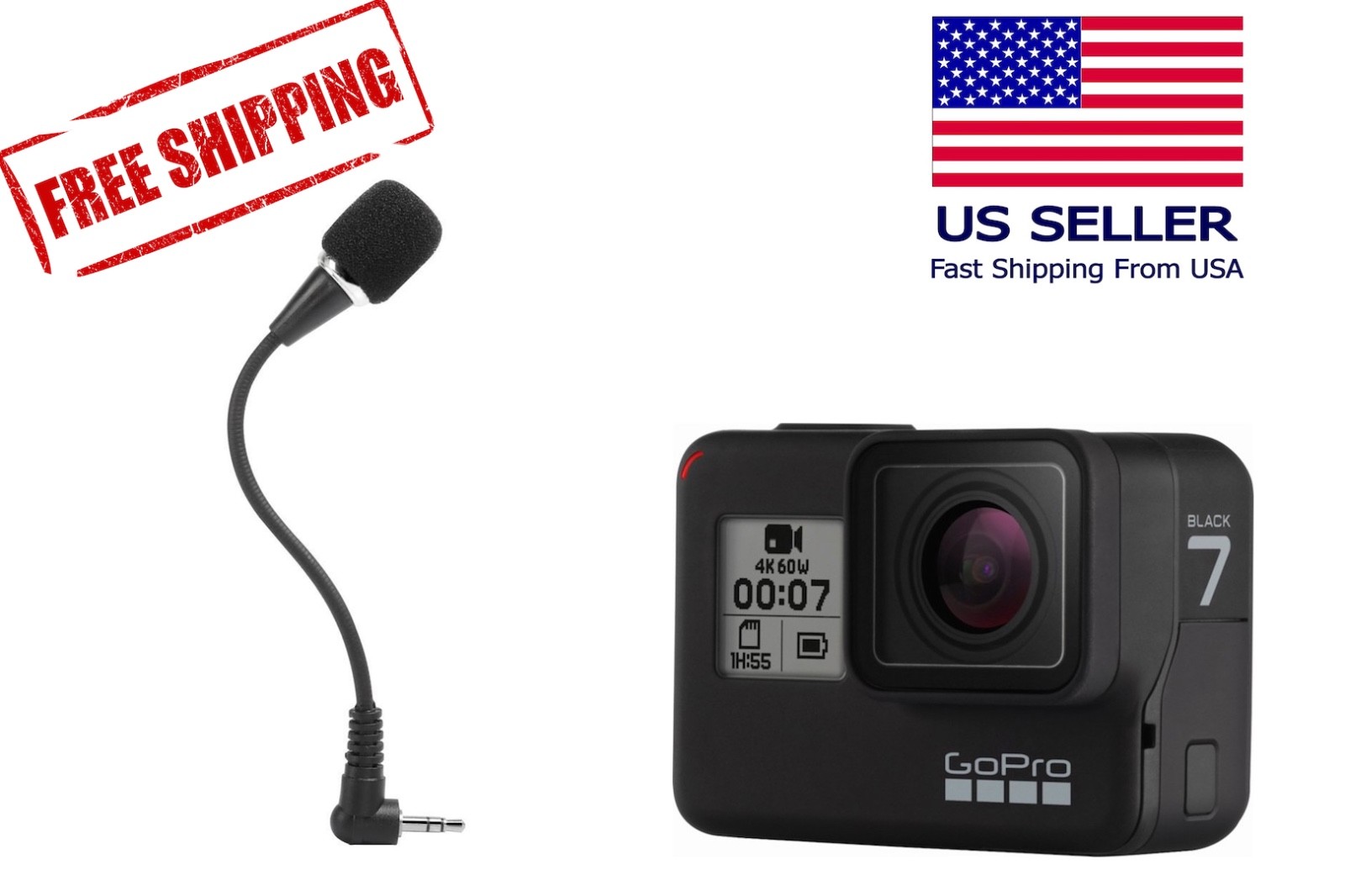 Flexible External Microphone for GoPro Hero 7 Black - Pro Sports Equipment