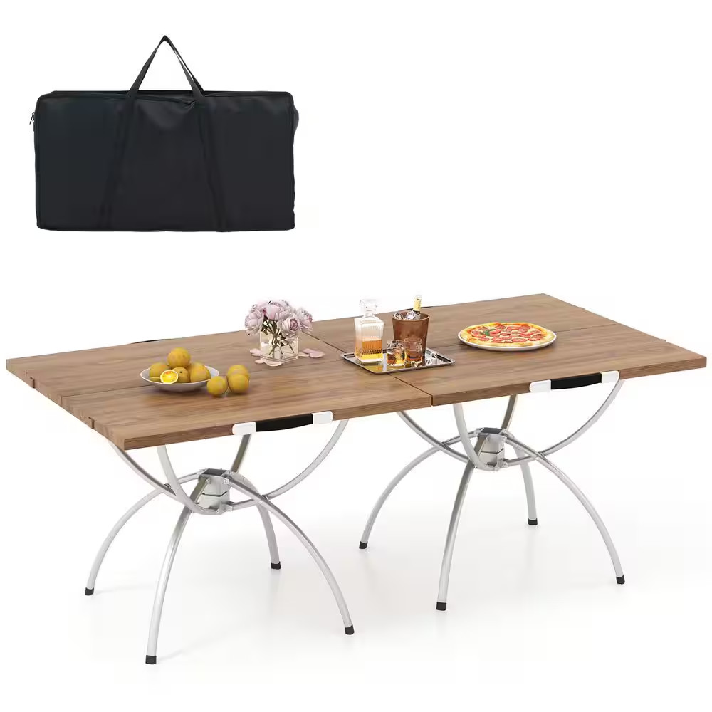 2 Pack 24 In. Square Metal Frame Folding Camping Table