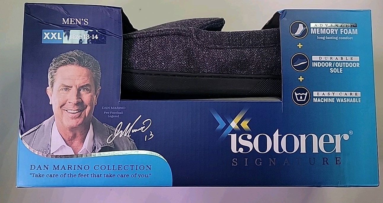 Isotoner Signature Memory Foam Slippers Dark Chocolate Moccasin 13-14 Men’s XXL