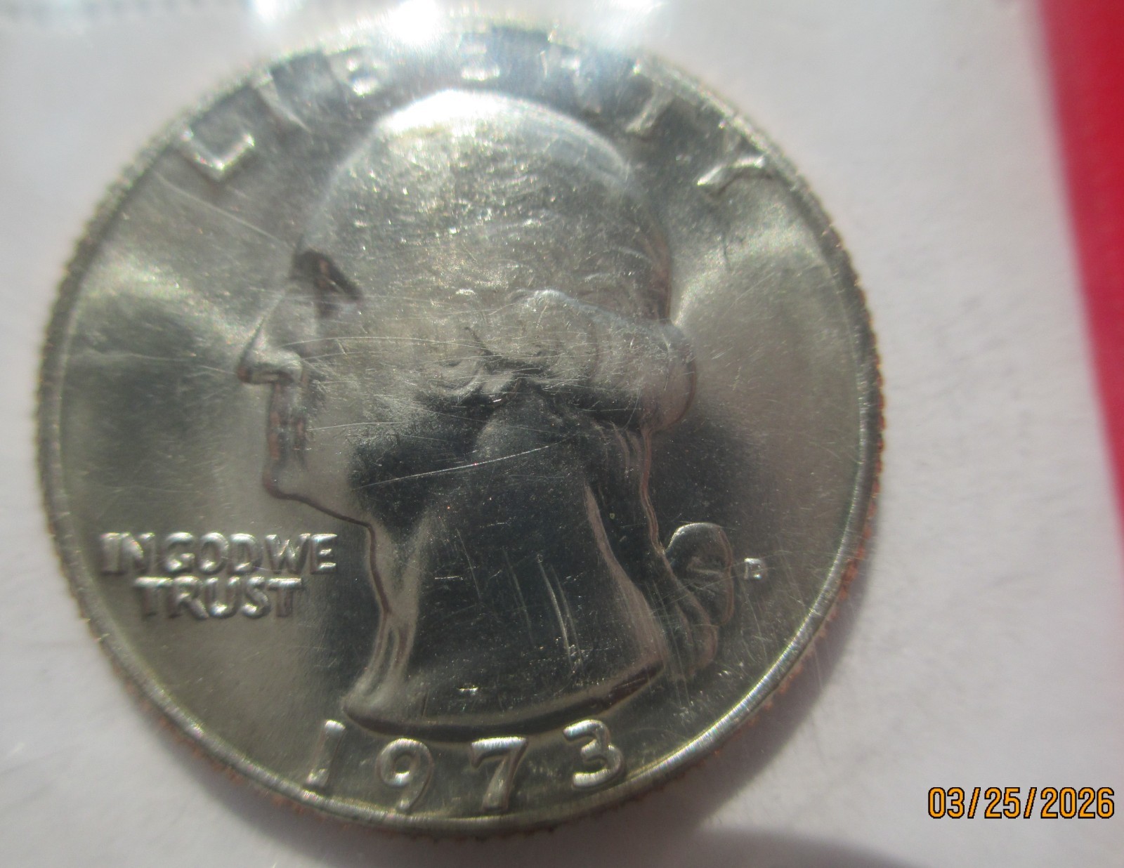 1973 P & D Washington Quarters in mint cellophane uncirculated