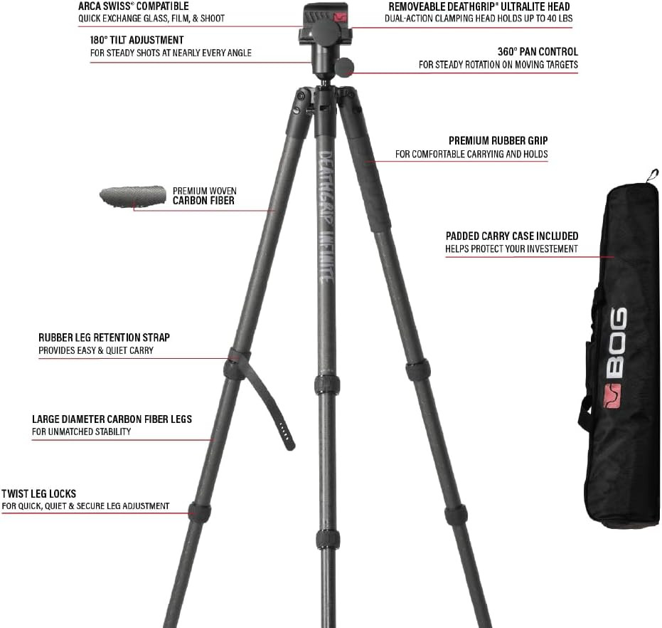 Deathgrip Aluminum Tripod with Durable Frame, Lightweight, Stable Design, Bubble