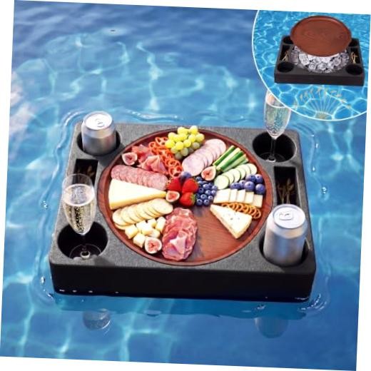 6x3 Floating Refreshment Table Tray for Pool with.8" Charcuterie 1 Black
