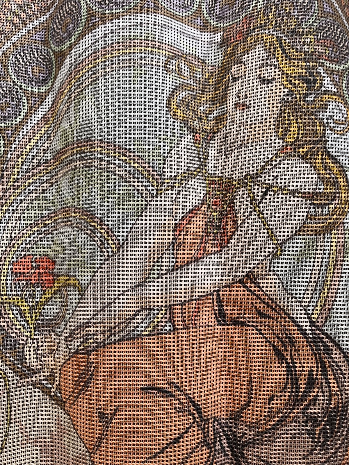 Beautiful Vintage Art Nouveau SEG de PARIS Needlepoint Canvas France 17.5x23.5