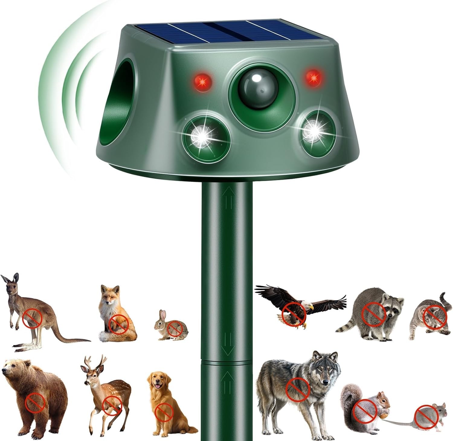Upgraded 360° Solar Animal Repellent: Cat Repellent Outdoor | Ultrasonic Pest...