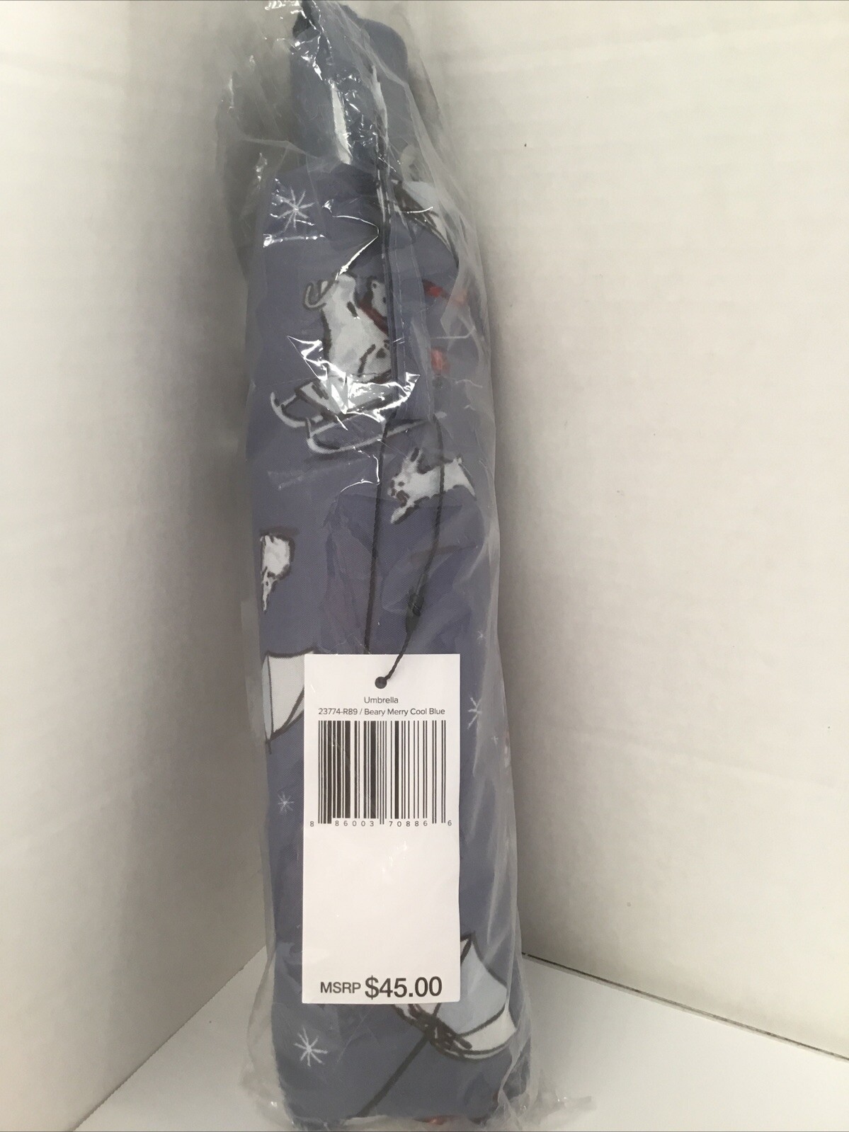 Vera Bradley Umbrella ~  Automatic Open & Close BEARY MERRY COOL BLUE  NWT