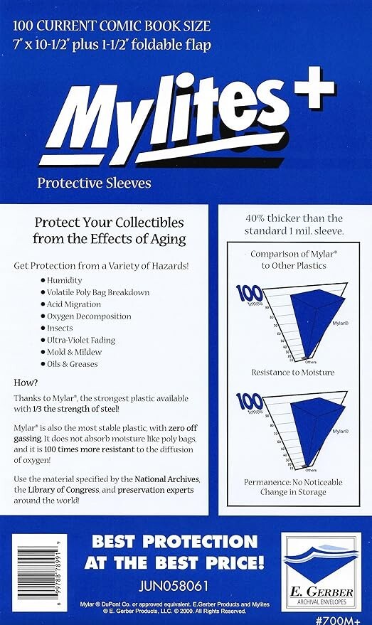 1000 E. Gerber Mylites+ Mylar Current Comic Book Bags Case 700M+  7 ” X 10 1 -½