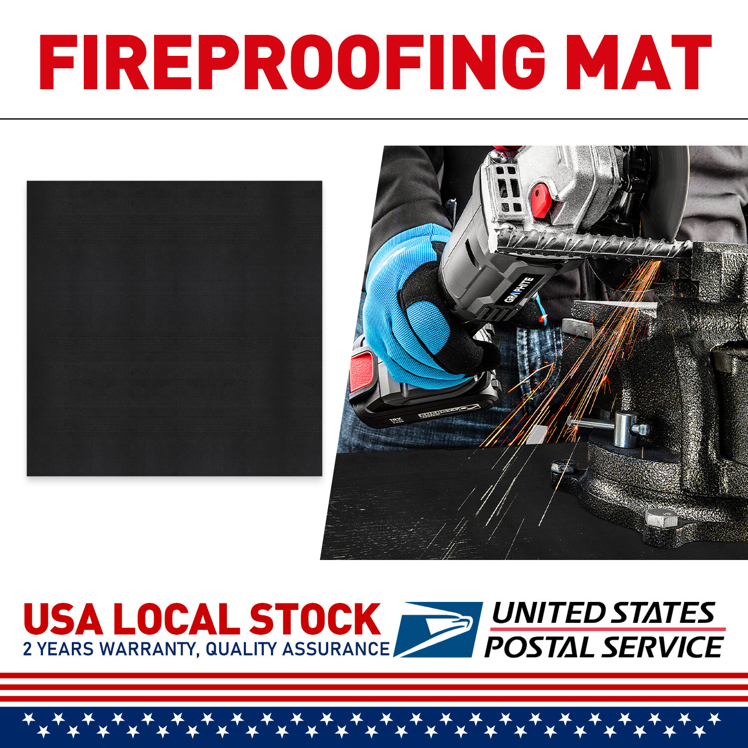 Fireproof Fireplace Carpet Grill Rug Protection Mat Flame Resistant Pad 40x40in
