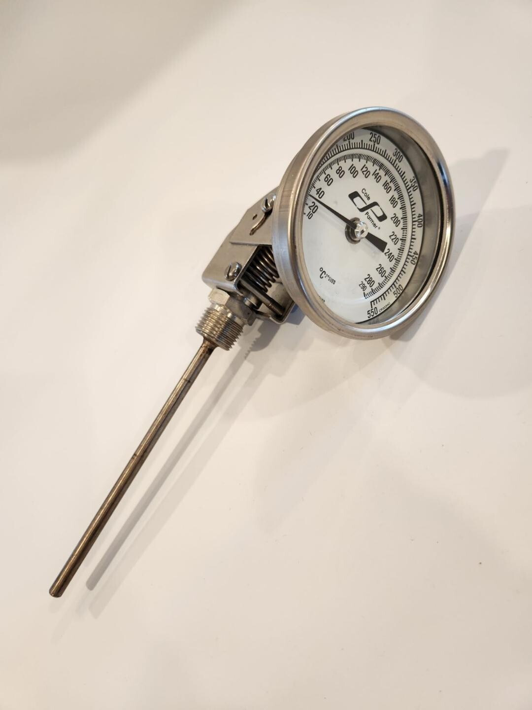 Cole Parmer Bimetal Thermometer, EW-90590-37, Adjustable Angle, 50-550F
