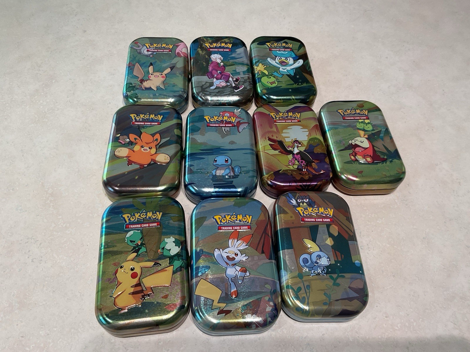 Pokemon Tins Lot of 10 No TCG Cards With Coins & Sticker Cards