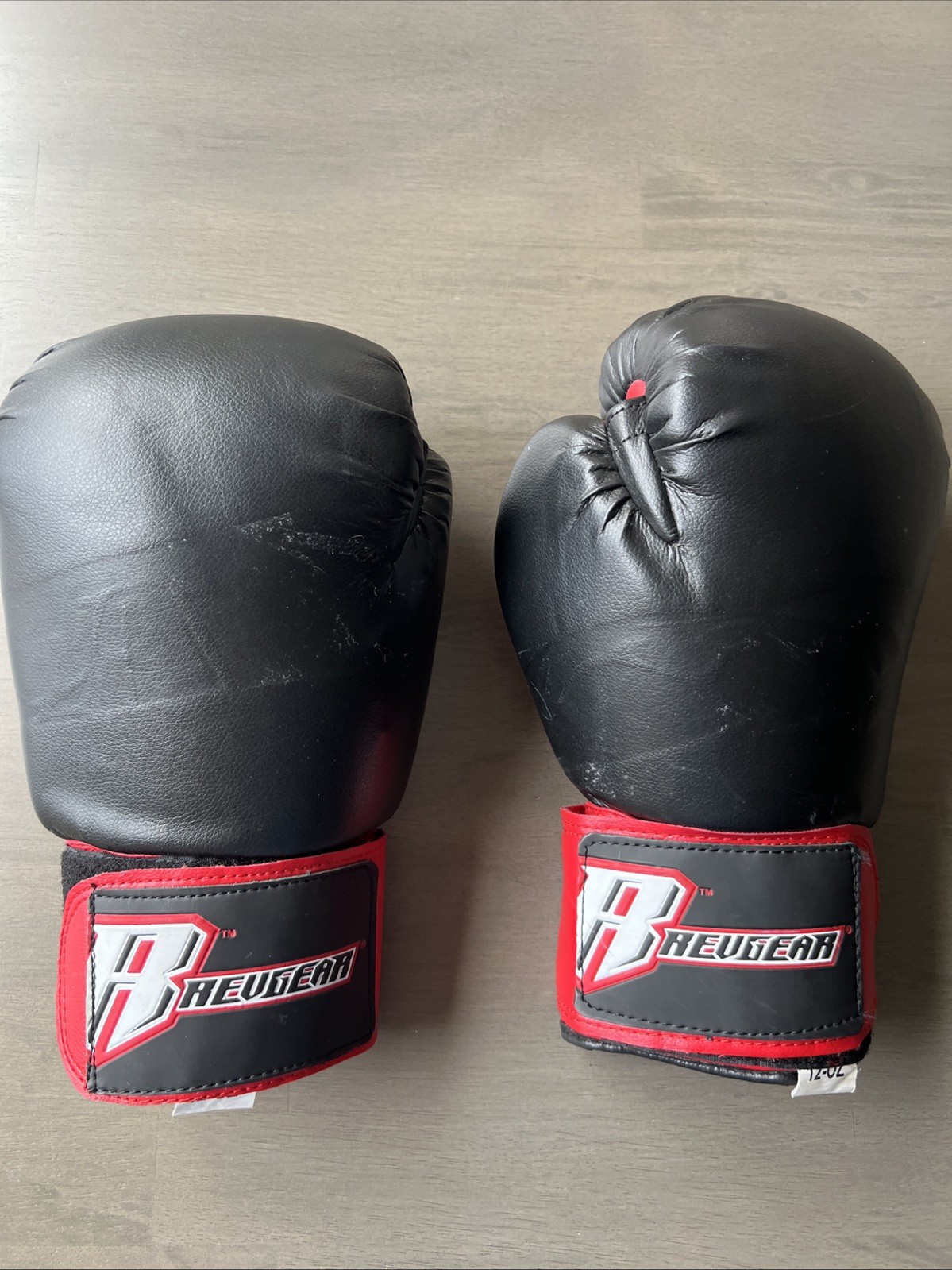 Revgear Boxing Gloves 12-OZ Training Durable Black Red Excellent