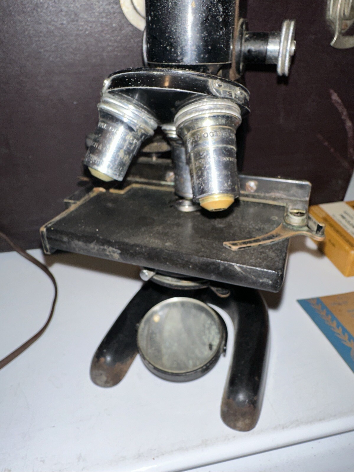 Antique Bausch & Loam Microscope And Traveling Case