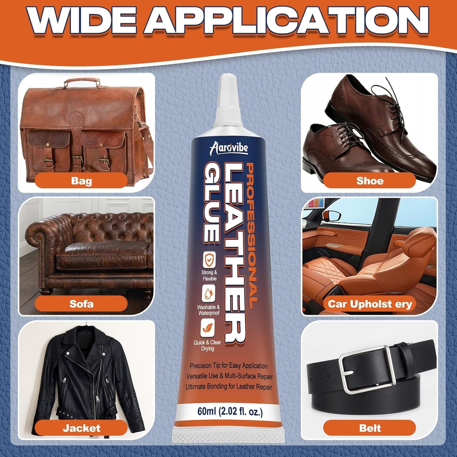 Leather Glue, 60ml Strong & Flexible Leather Adhesive – Waterproof, Quick-Dry &
