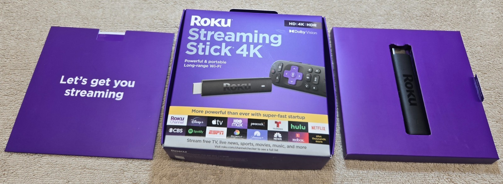 Roku Streaming Stick 4K 3820X 4K Streaming Device Battery Remote