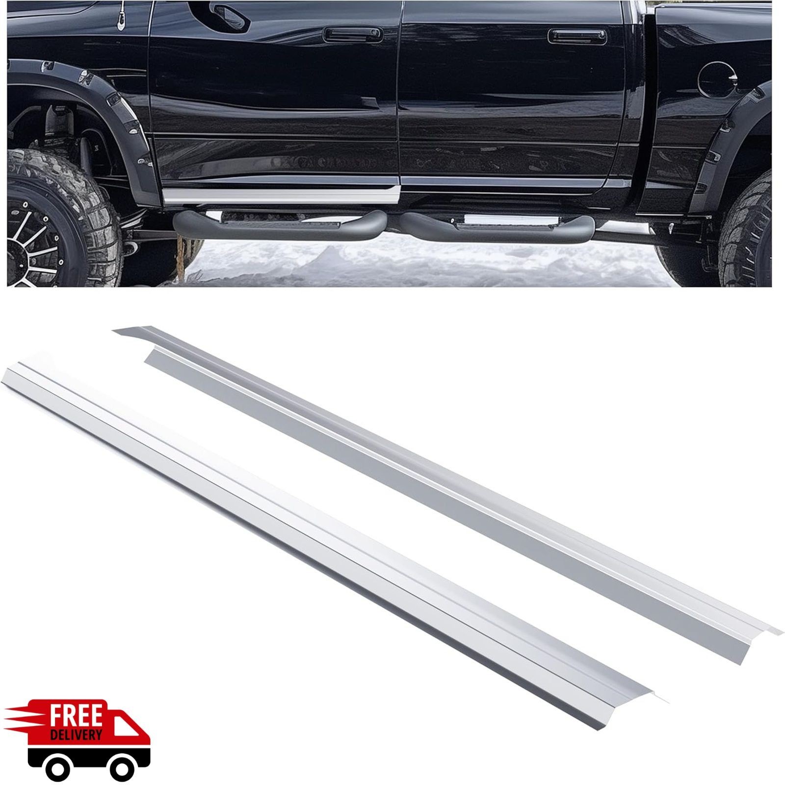 Slip-on Rocker Panels fit 2009-2018 Dodge Ram 1500 2500 3500 Crew Cab 4 Door
