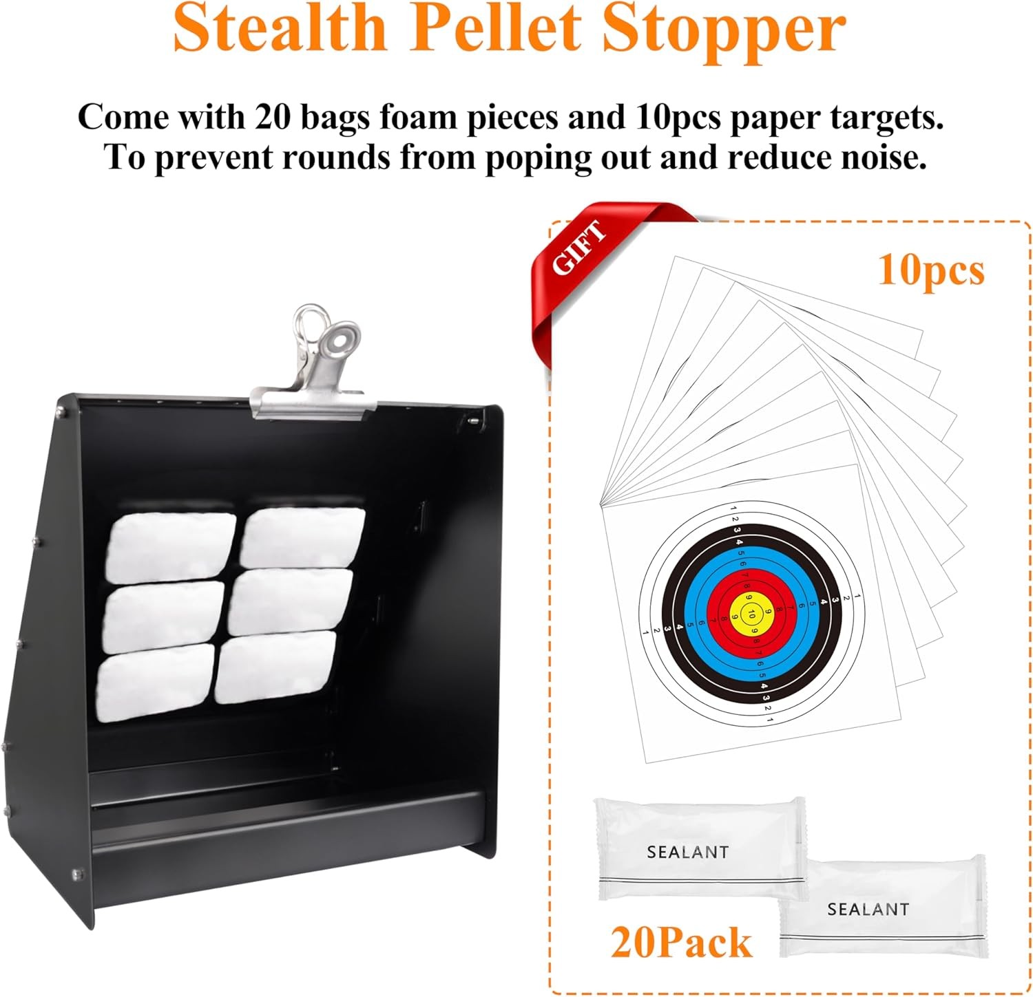 Air Rifle Pellet Trap Target .22/.177 Caliber Heavy Duty BB Trap Target W/ 10pcs
