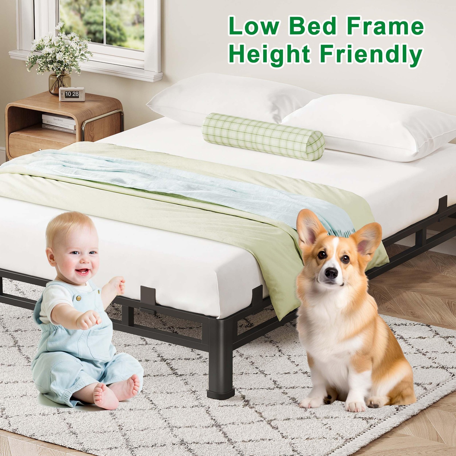 ROIL 7 Inch Full Size Bed Frame, Metal Bed Frame & Box Spring 2 in 1 Platform...