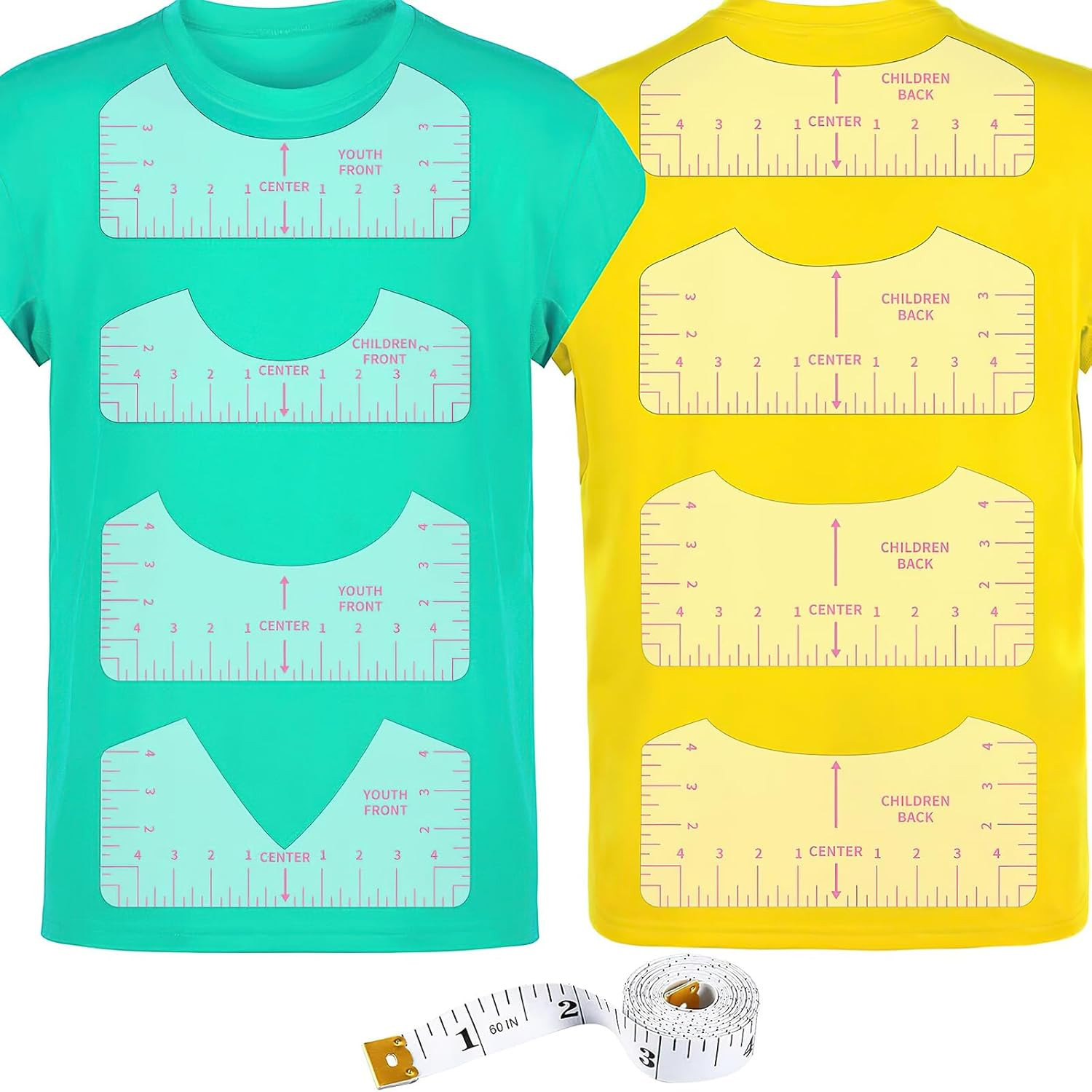9Pcs Tshirt Ruler Guide for Vinyl Alignment, T Shirt Rulers to Center Designs, P
