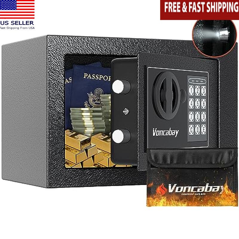 Fireproof Safe Box W/ Sensor Light Digital Keypad Security Lock Waterproof New
