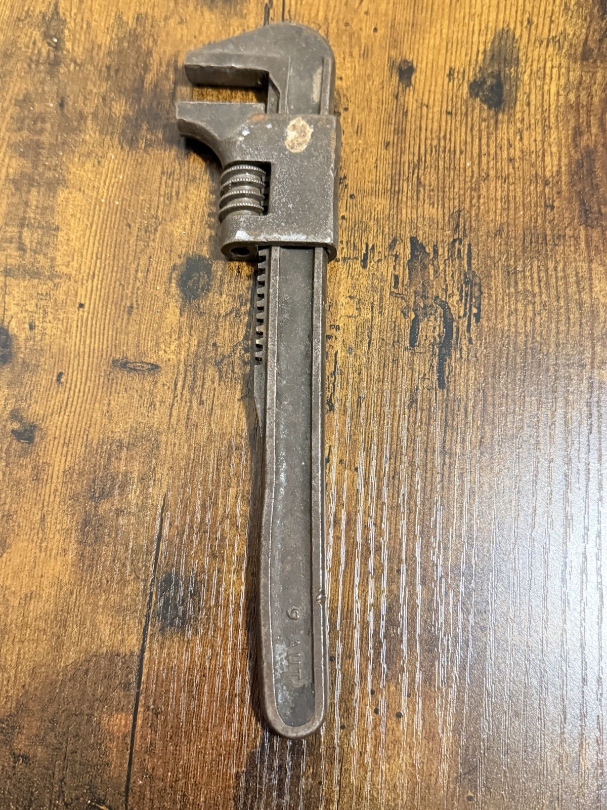Vintage 9" Auto Monkey Adjustable Wrench Smooth Jaw