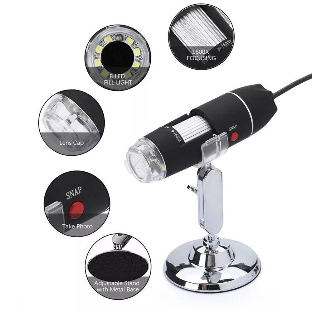 1600X Zoom 8LED HD USB Microscope Digital Magnifier Endoscope Video Camera