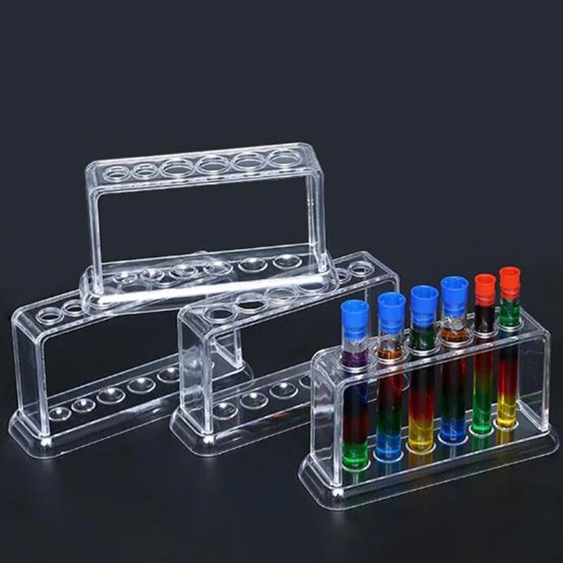 Laboratory Chemistry Lab Science 6 Hole Test Tube Holder Rack Clear Experiment