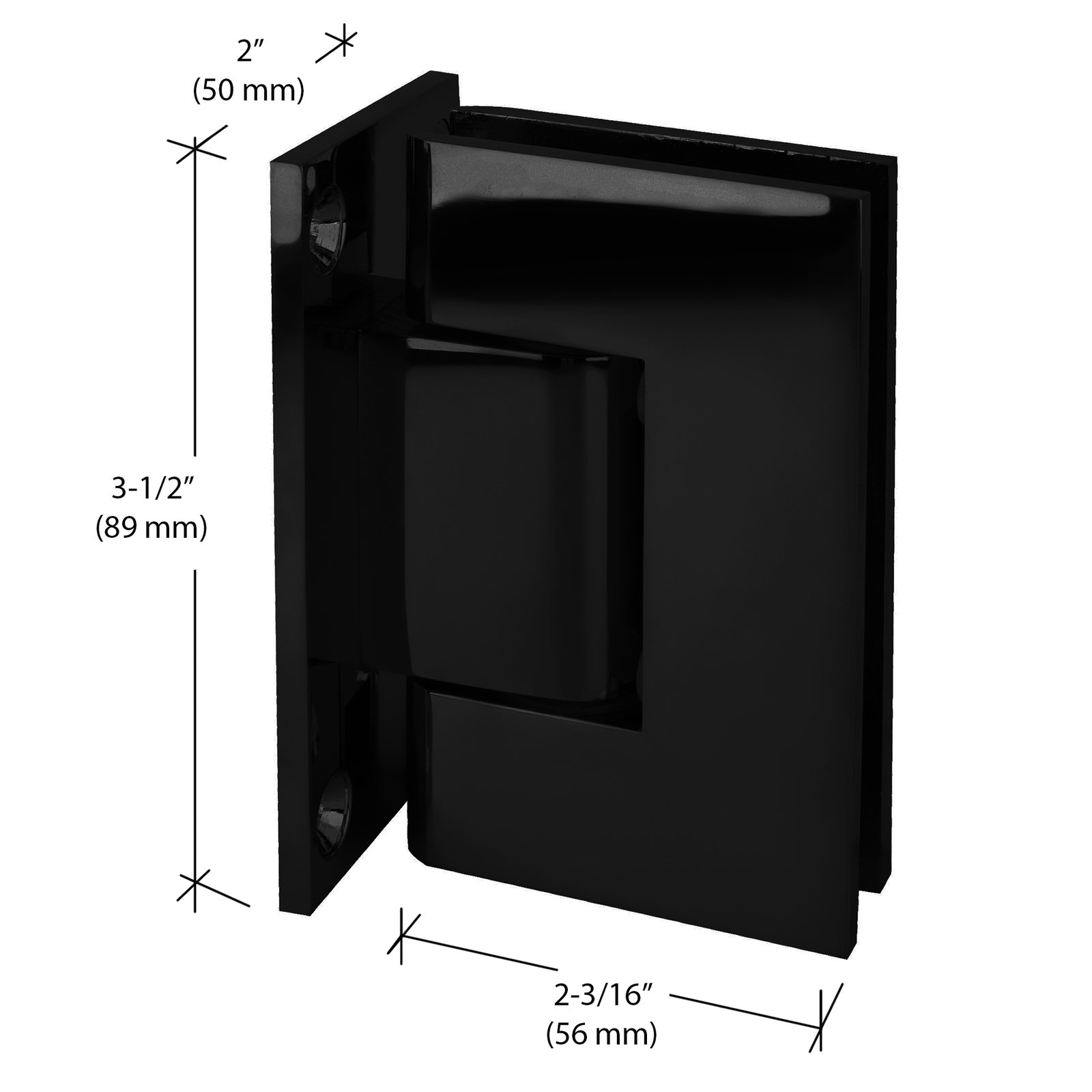 Matte Black Geneva 337 Series Adjustable Wall Mount Full Back Plate Hinge