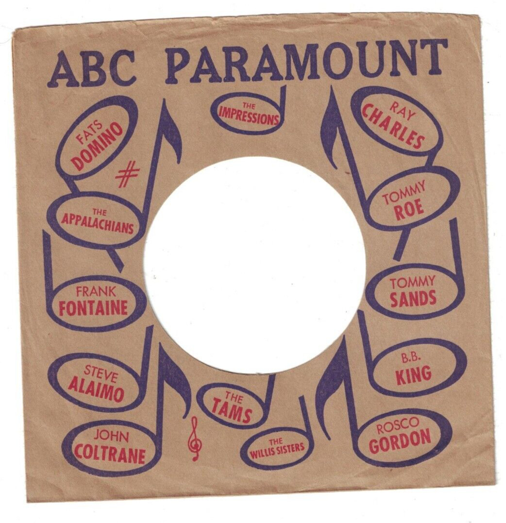 2 VINTAGE SAME ABC PARAMOUNT RECORDS  7" 45 FACTORY SLEEVE ONLY NO VINYL
