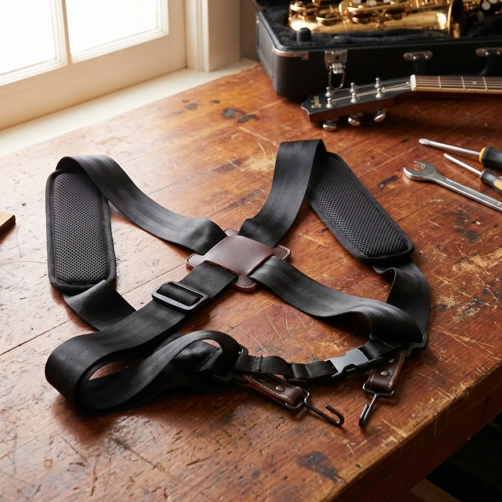 2Pcs Adjustable African Drum Strap Padded Double Shoulder Black