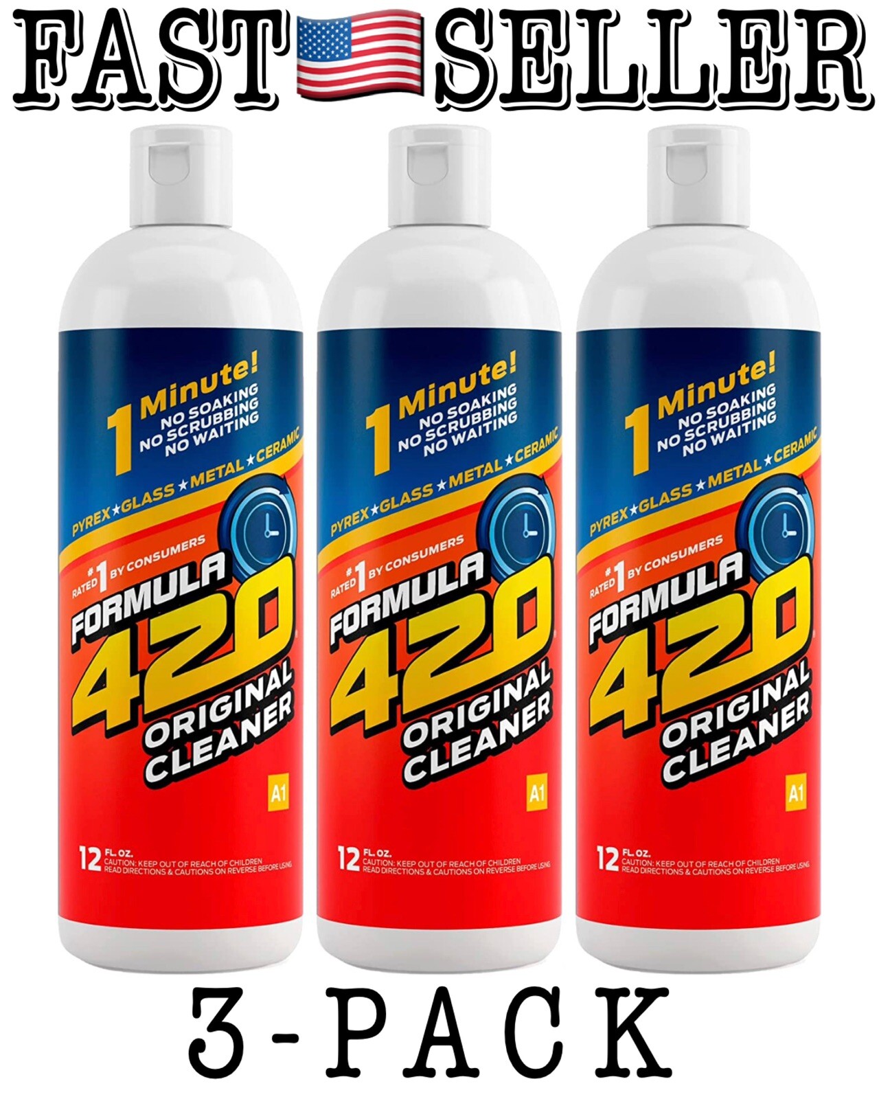 3-Pack Formula 420 Original 1 Min Perfect Cleaner Pipe Pyrex Metal Glass Ceramic