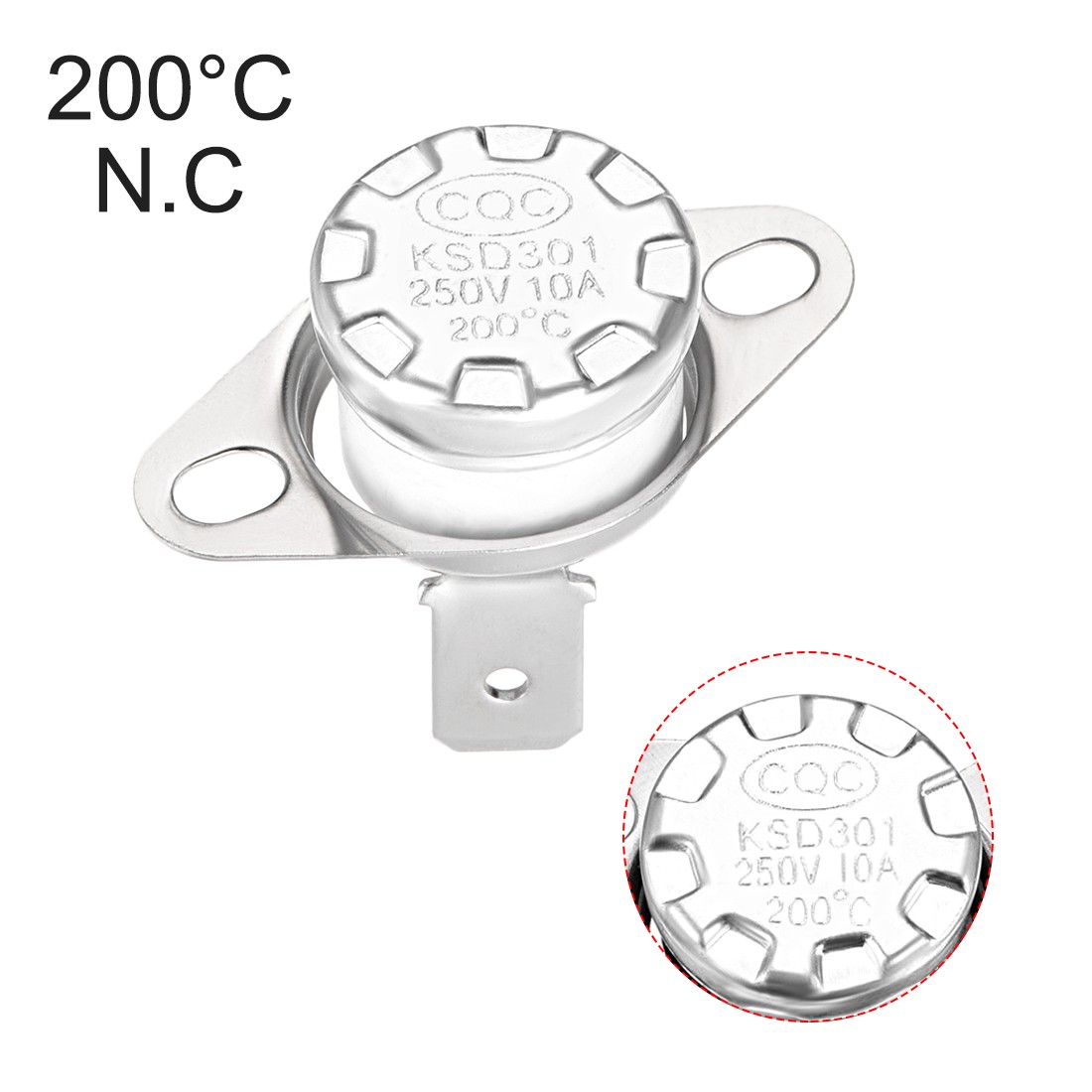 2 x Temperature Control Switch Thermostat KSD301 200°C 10A NC Ceramic Material